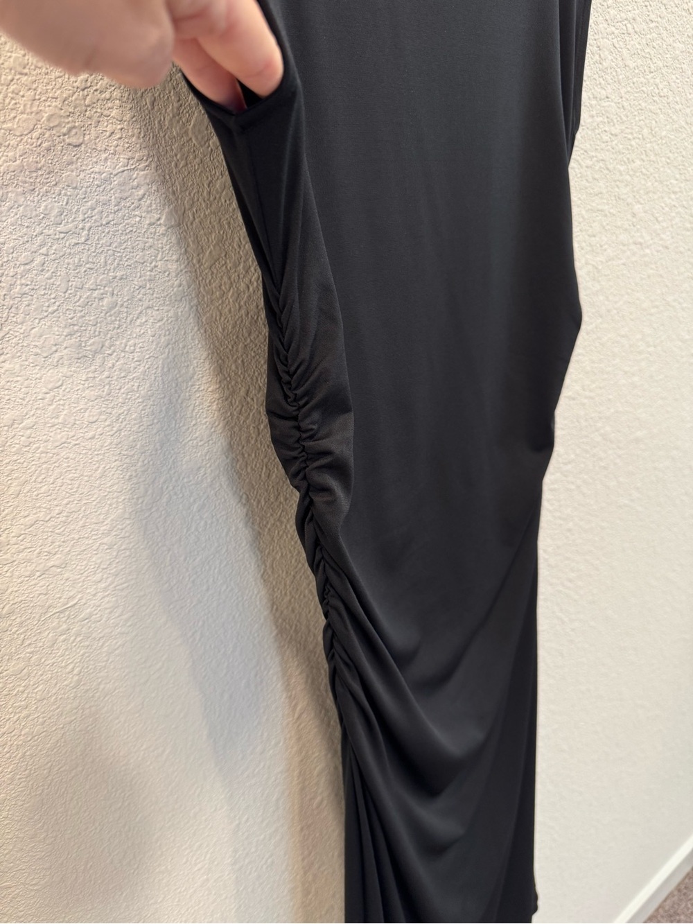 H&M Black Ruched Midi Dress Stretch NWT Size Mг